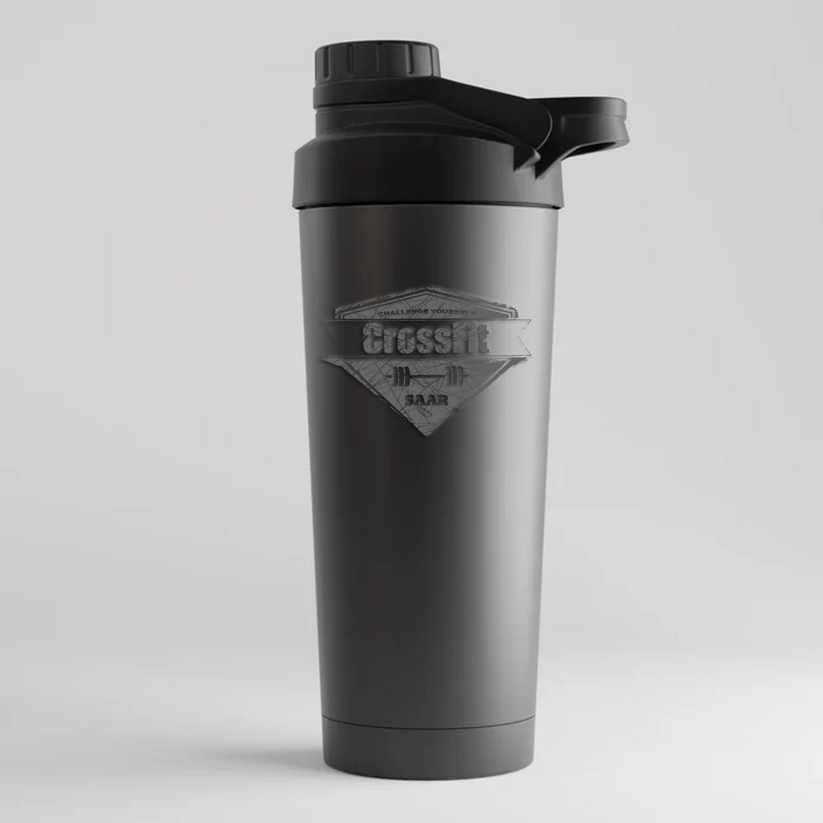CF Saar - Male Shirt EDELSTAHL SHAKER - schwarz mit Lasergravur - Schwarz