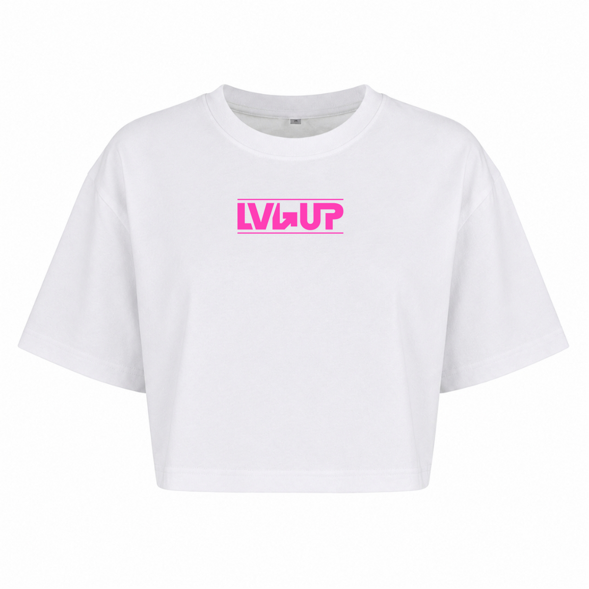 Level Up - Unisex Hoodie Ladies Short Oversized Tee - weiß