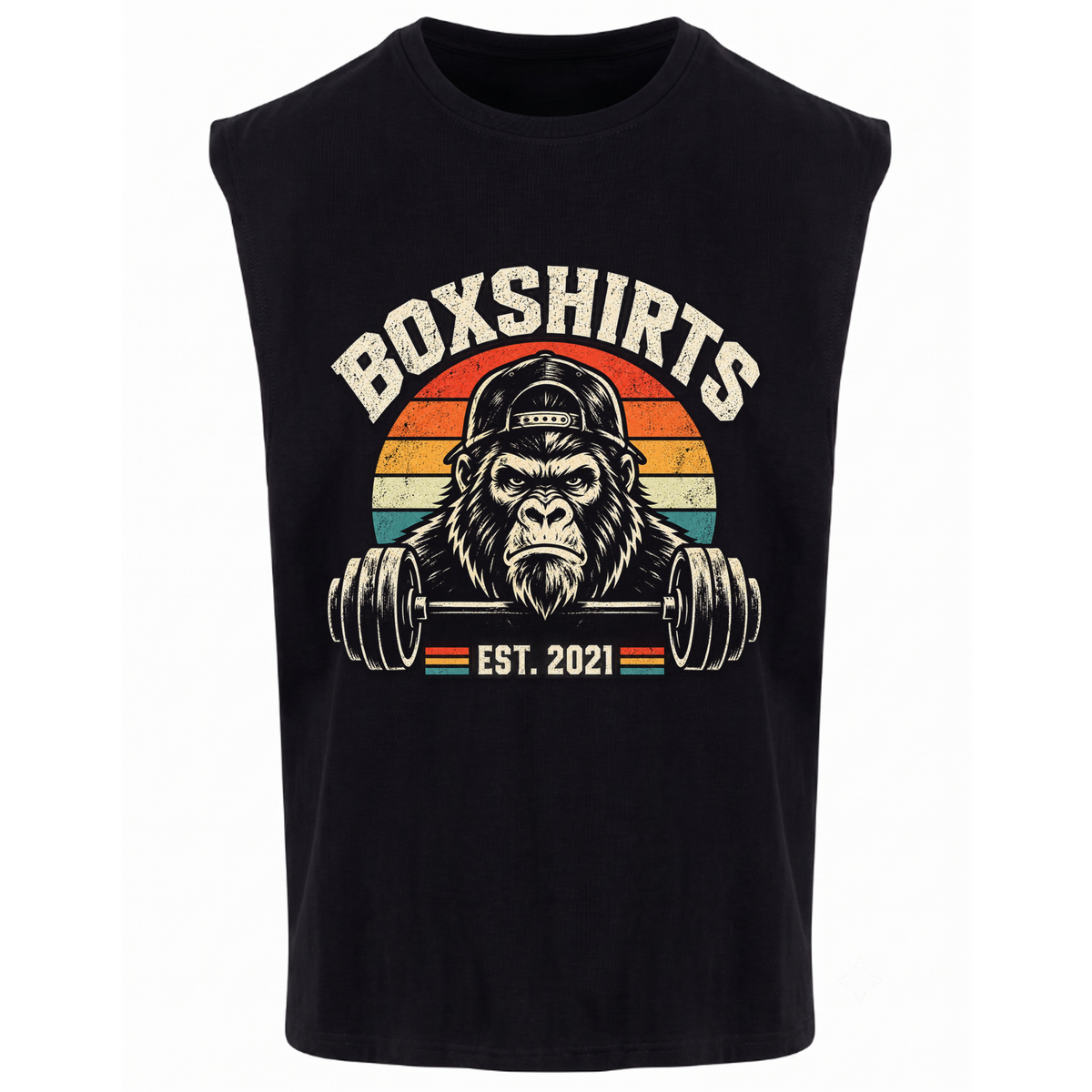 boxshirts Barbell Gorilla Sleeveless Tee - schwarz