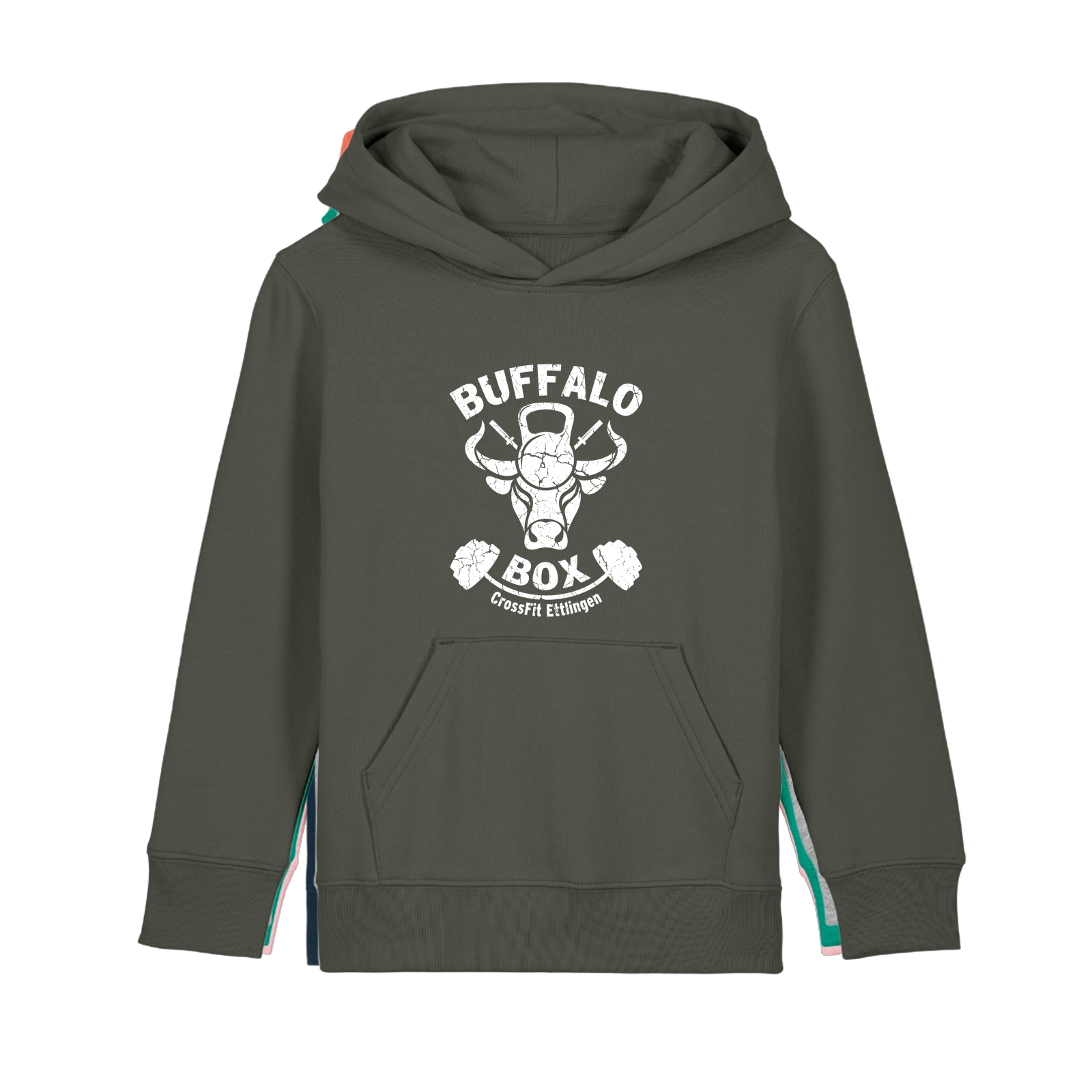 Buffalo Big Logo Premium Hoodie Unisex (n) Mini Cruiser 2.0 – Kids Hoodie, Premium Bio-Baumwolle - Khaki