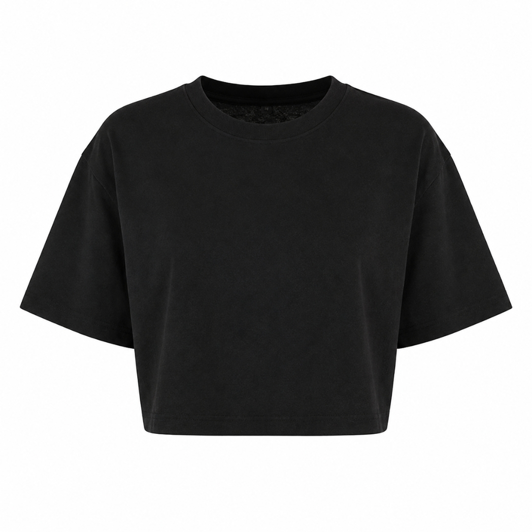 d box - Ladies Shirt Ladies Short Oversized Tee Coloured Logo back - schwarz