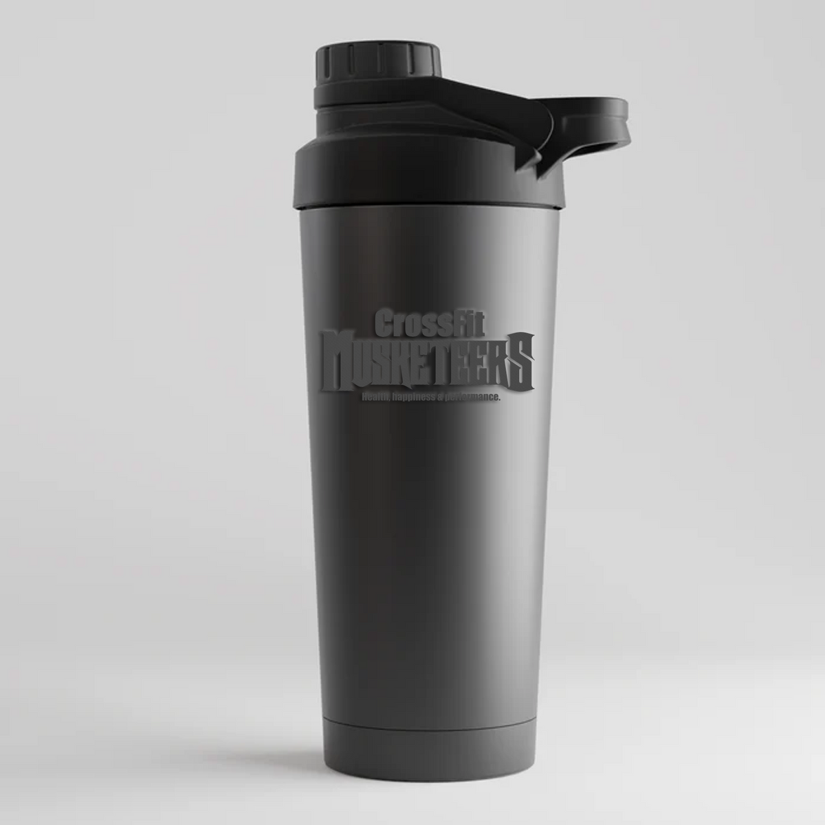 CF Musketeers - Male Shirt EDELSTAHL SHAKER - schwarz mit Lasergravur - Schwarz