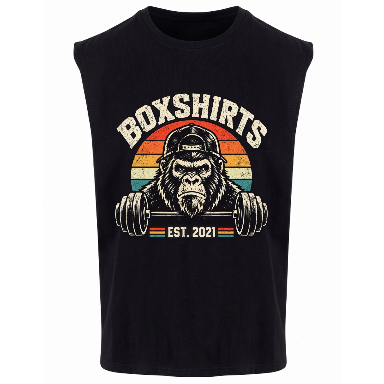boxshirts Barbell Gorilla Sleeveless Tee - schwarz