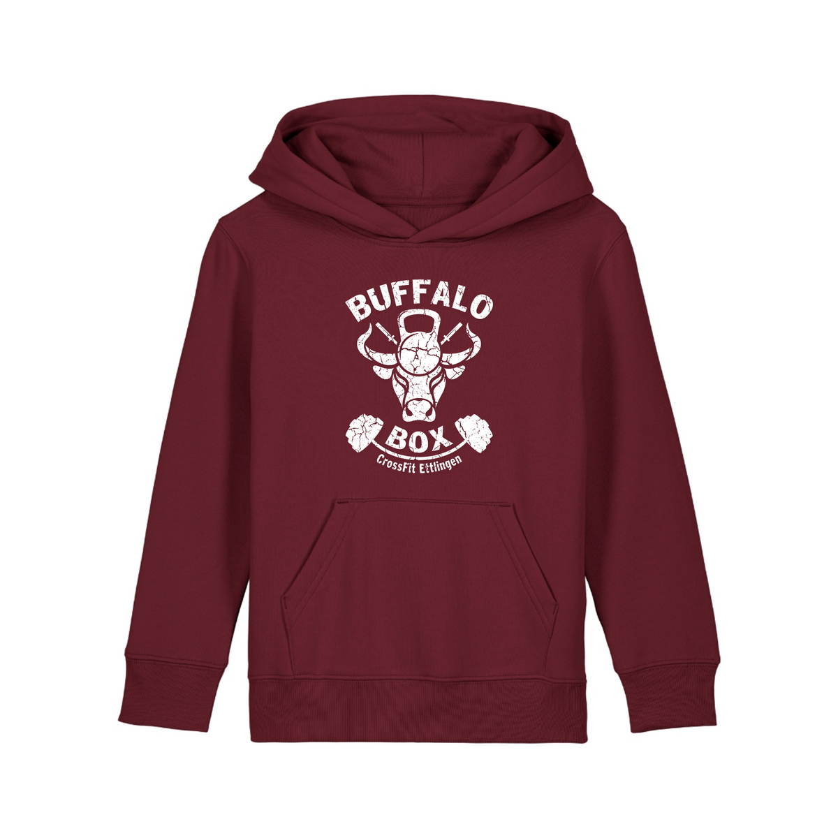 Buffalo Big Logo Premium Hoodie Unisex (n) Mini Cruiser 2.0 – Kids Hoodie, Premium Bio-Baumwolle - Burgundy