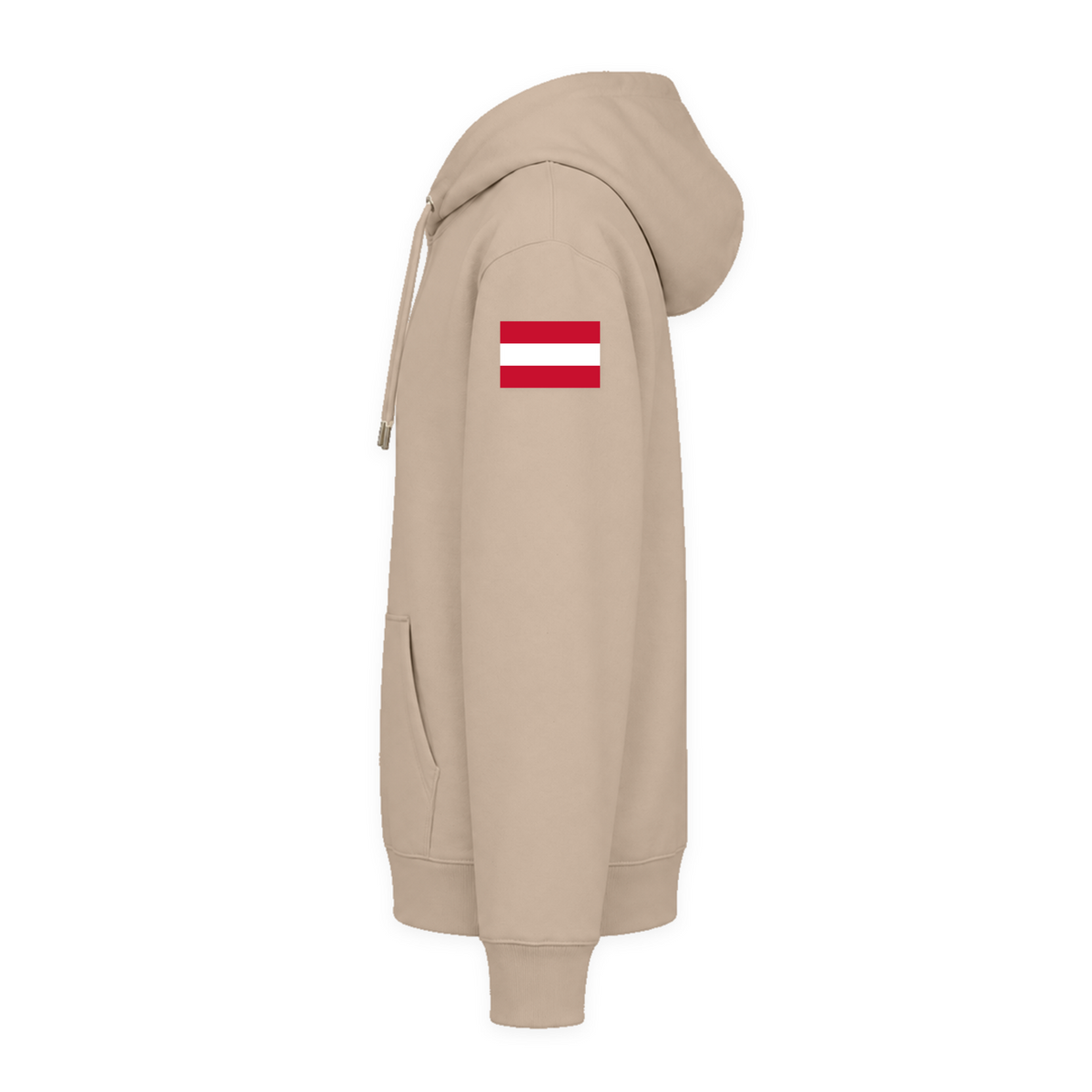 CF PureWork - Hoodie Premium Unisex - Desert Dust - Linker Aermel
